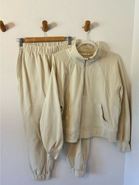 GAP W's Matching Set Sz L Sweatpants 1/4 Zip Pullover Sweatshirt Cotton Blend